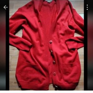 Women's Red Cardigan SweaterOutlander Studio chic wool blend cardigan#pockets